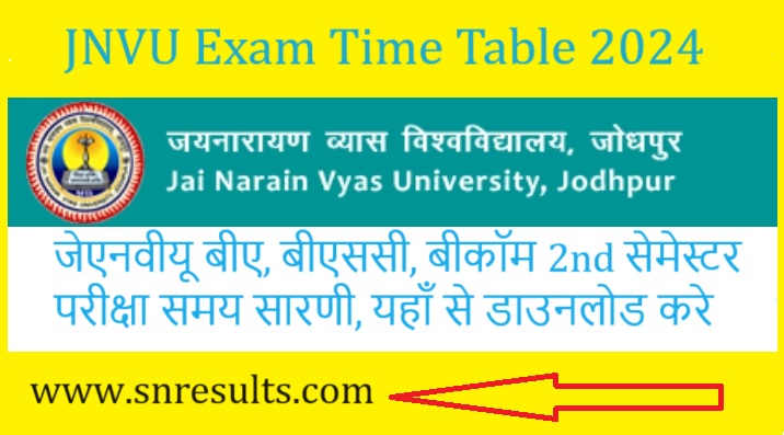 JNVU 2nd Semester Time Table 2024 