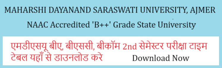 MDSU 2nd Semester Time Table 2024