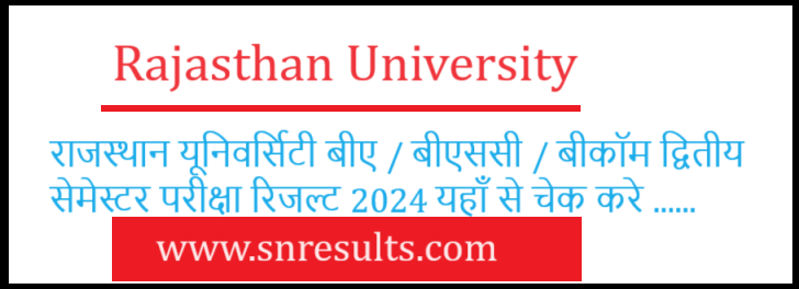 Rajasthan University Bsc 2nd Semester Result 2024