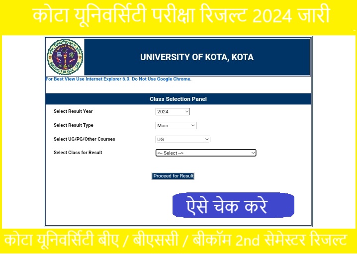 Kota University Bcom 2nd Semester Result 2024